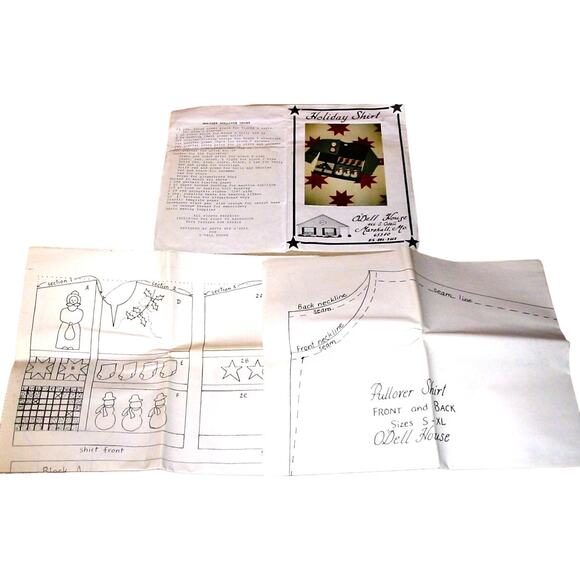 O’Dell House Shirt Pattern, Christmas Holiday Themed, Uncut, Sizes Small to XL - Picture 2 of 2